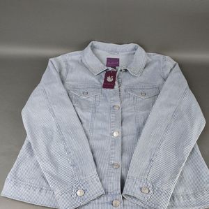 Gloria Vanderbilt Railroad Striped Jean Jacket,size Large